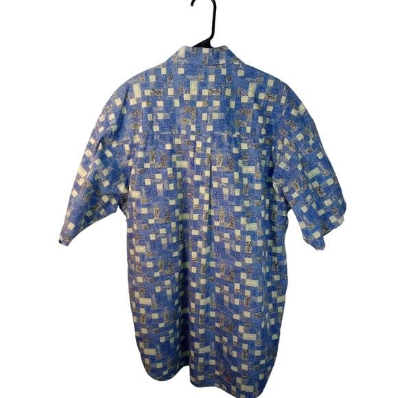 Vintage Columbia Button Front Shirt Blue Fish Size XL Hawaiian - Picture 2 of 8